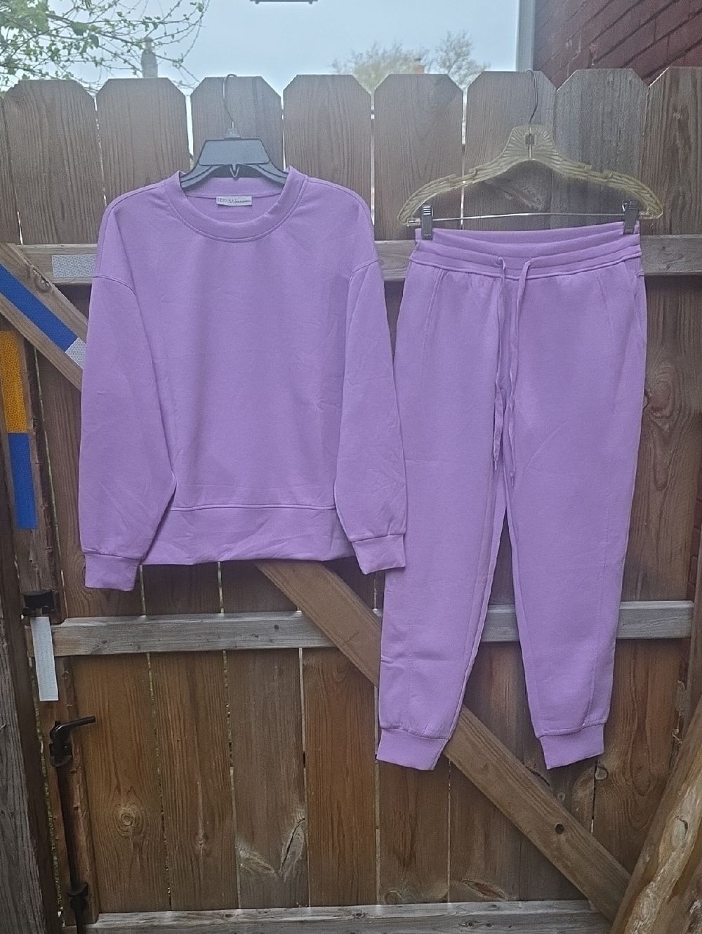 Zenana Outfitters Lavender Sweatshirt & Drawstring Joggers Set